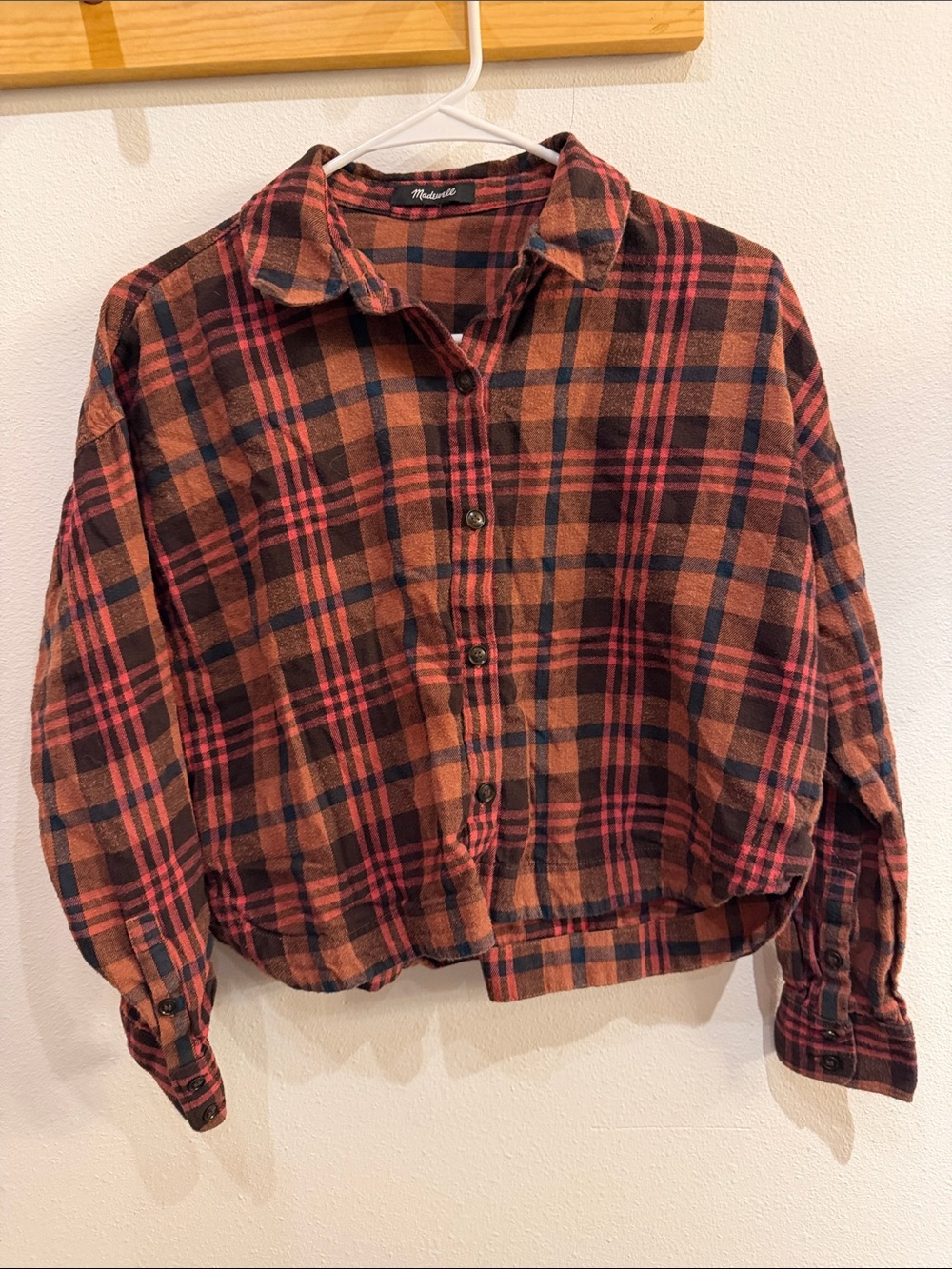 Madewell Brown and Pink Plaid Button-Front Shirt